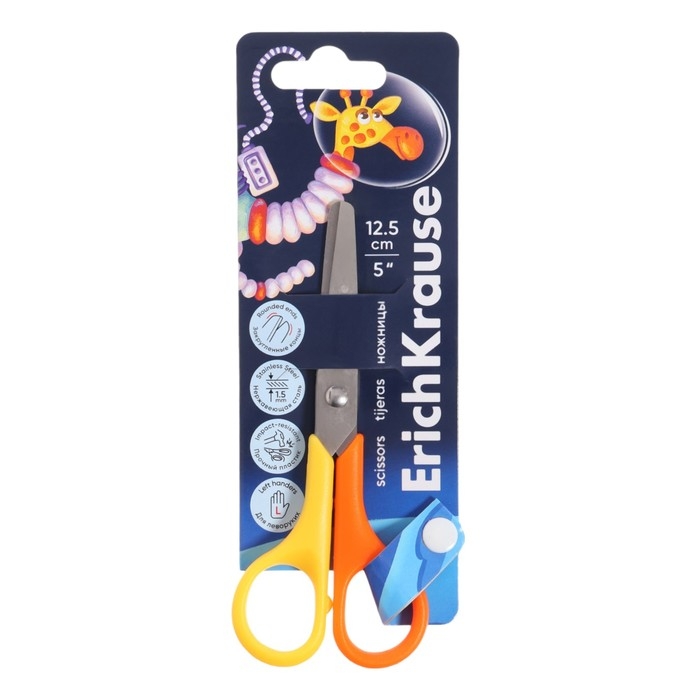 Ножницы 12.5 см ErichKrause FunCut Space Animals для левшей, блистер, микс Ножницы 12.5 см ErichKrause FunCut Space Animals для левшей, блистер, микс