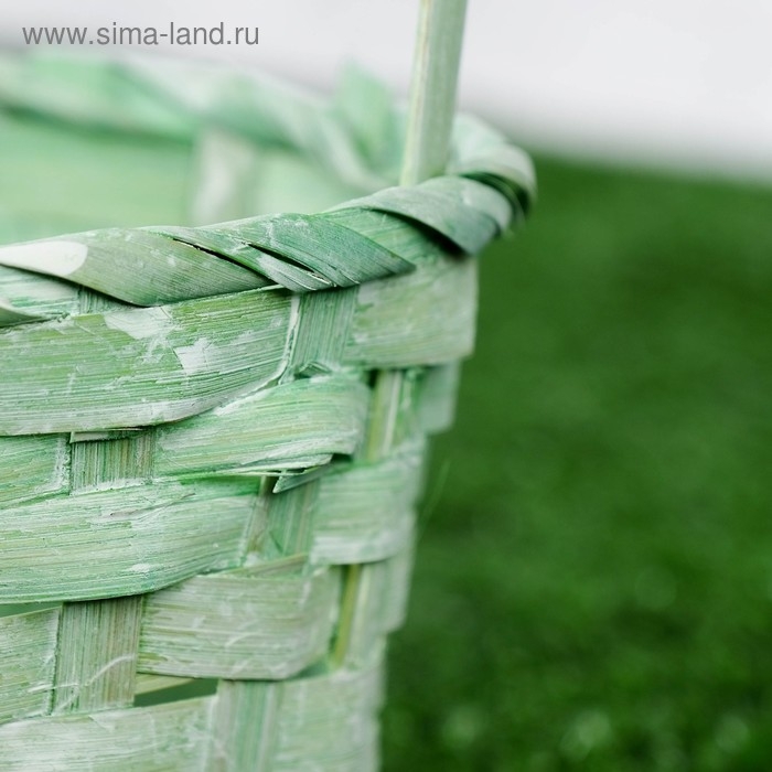 Корзина плетеная, бамбук, 13x13х9,5/28см, зелёная Корзина плетеная, бамбук, 13x13х9,5/28см, зелёная