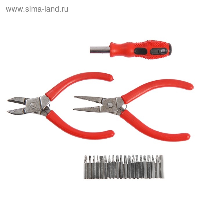 Набор инструментов ЛОМ mini, плоскогубцы, бокорезы, держатель с набором бит, 23 предмета Набор инструментов ЛОМ mini, плоскогубцы, бокорезы, держатель с набором бит, 23 предмета