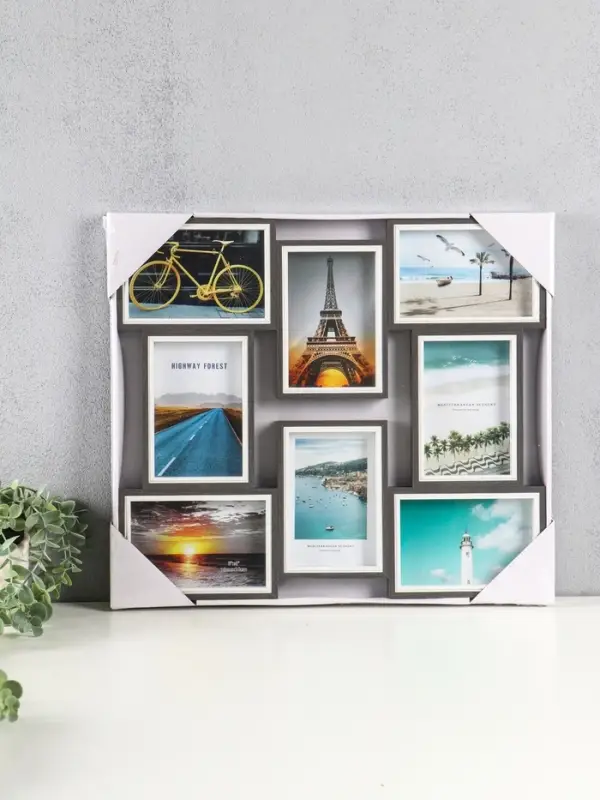 Фоторамка МДФ, стекло на 8 фото 10х15 Фоторамка МДФ, стекло на 8 фото 10х15 "День и ночь" 40,5х45х2,2 см