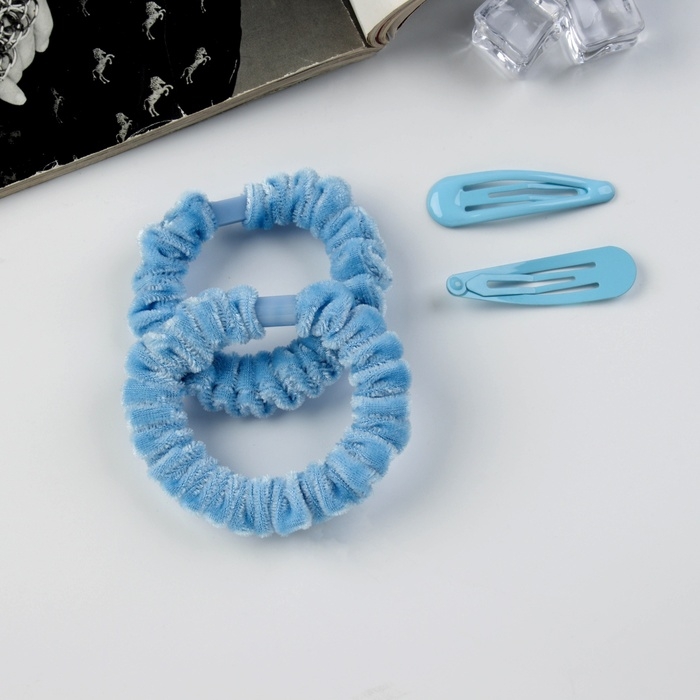 Набор для волос Набор для волос "Глория нежность" (2 резинки 5,5 см, 2 невидимки 5 см) голубой
