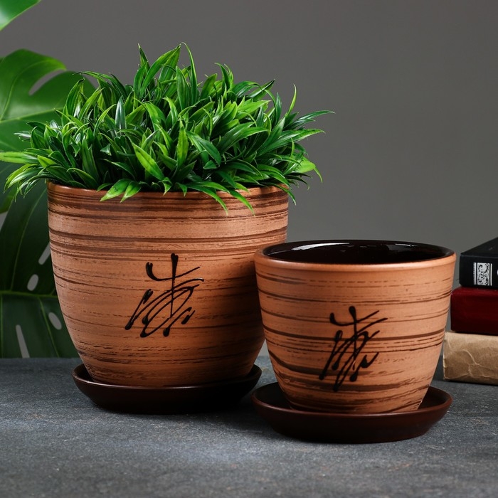 Набор горшков Набор горшков "Восток" 0,4; 1; 2,5; 5 л., коричневый