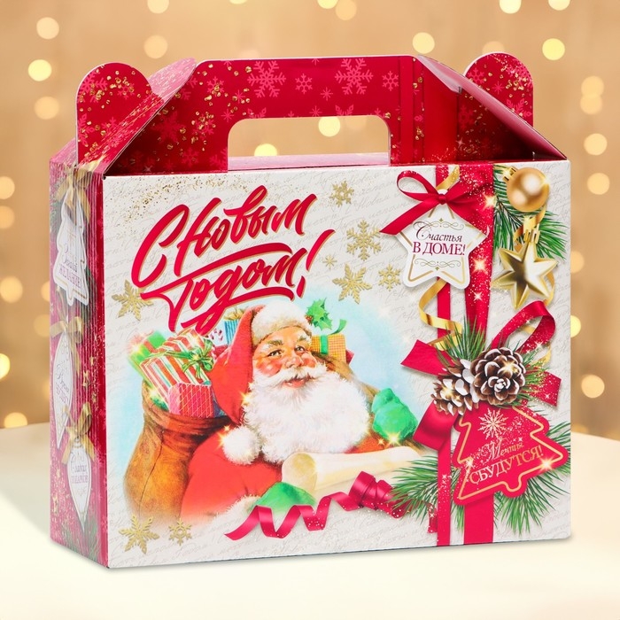 Новый год. Подарочная коробка новогодняя Добрые традиции 23 х 8,5 х 23 см. Новый год. Подарочная коробка новогодняя Добрые традиции 23 х 8,5 х 23 см.