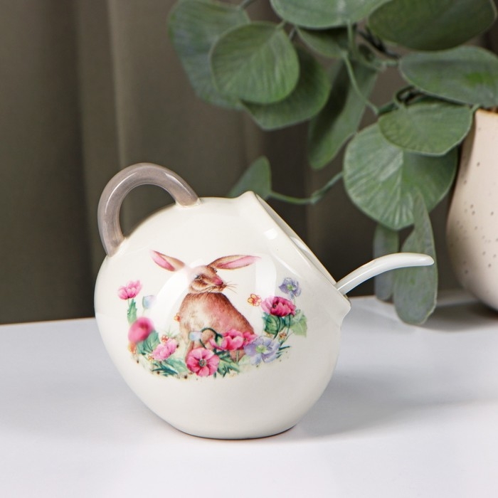 Сахарница с ложкой Доляна «Зайка», 200 мл, цвет белый Сахарница с ложкой Доляна «Зайка», 200 мл, цвет белый