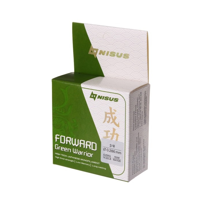 Леска NISUS FORWARD Warrior, диаметр 0.286 мм, тест 6.45 кг, 150 м, зелёная Леска NISUS FORWARD Warrior, диаметр 0.286 мм, тест 6.45 кг, 150 м, зелёная