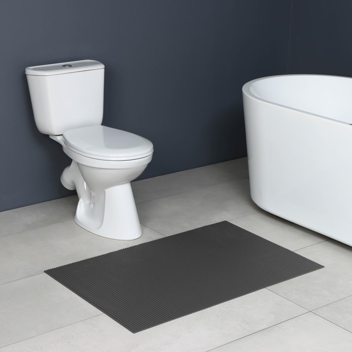 Коврик для ванной и туалета Доляна, 65×100 см, цвет серый Коврик для ванной и туалета Доляна, 65×100 см, цвет серый