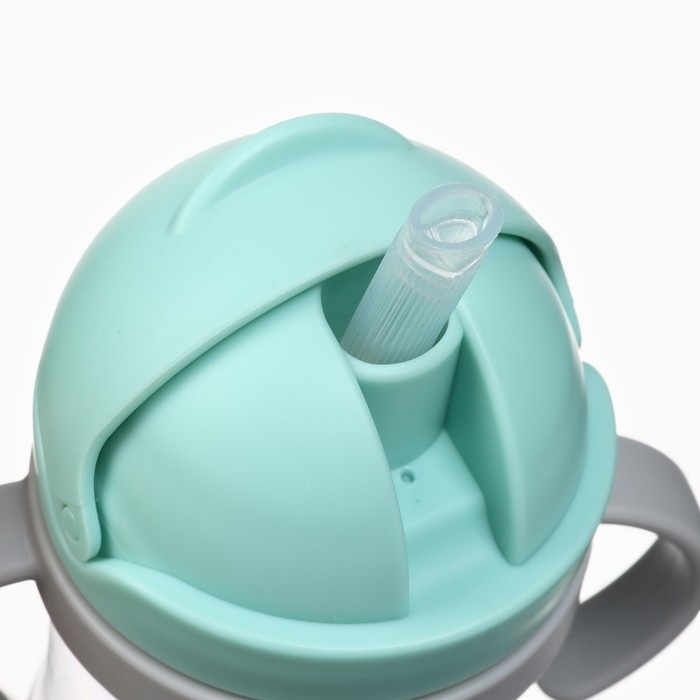 Поильник - непроливайка детский с силиконовой трубочкой и грузиком, от 9 мес., 250 мл., с ручками, цвет бирюзовый, Крошка Я