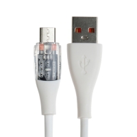 Кабель, 2 А, MicroUSB  - USB, прозрачный, TPE оплётка, 1 м, белый