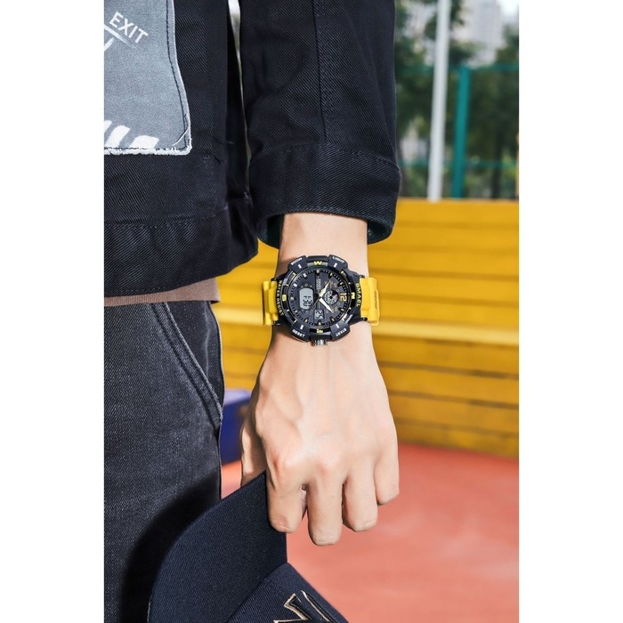 Часы наручные электронные, с будильником, d-5.3 см, ремешок l-26 см, 5 ATM, желтые Часы наручные электронные, с будильником, d-5.3 см, ремешок l-26 см, 5 ATM, желтые