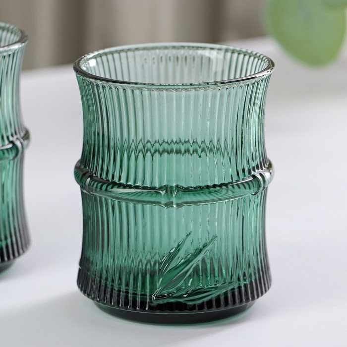 Стаканы штабелируемые из стекла «Вино Верде», 2 предмета: 260 мл, цвет зелёный Стаканы штабелируемые из стекла «Вино Верде», 2 предмета: 260 мл, цвет зелёный