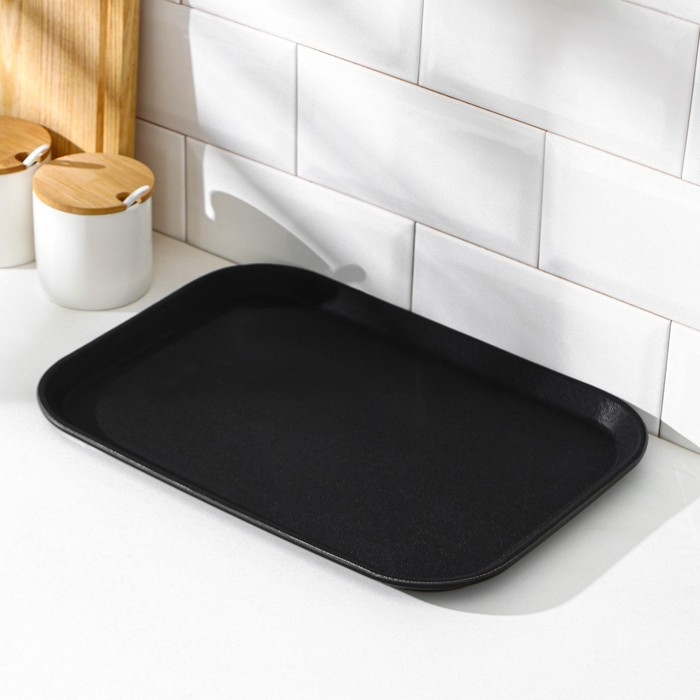 Поднос прорезиненный, 35×25 см, цвет чёрный Поднос прорезиненный, 35×25 см, цвет чёрный