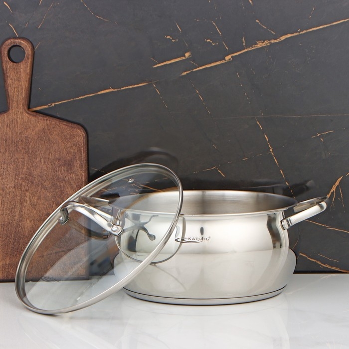 Кастрюля «Медея», 5,2 л, d=24 см, капсульное дно, стеклянная крышка, индукция Кастрюля «Медея», 5,2 л, d=24 см, капсульное дно, стеклянная крышка, индукция