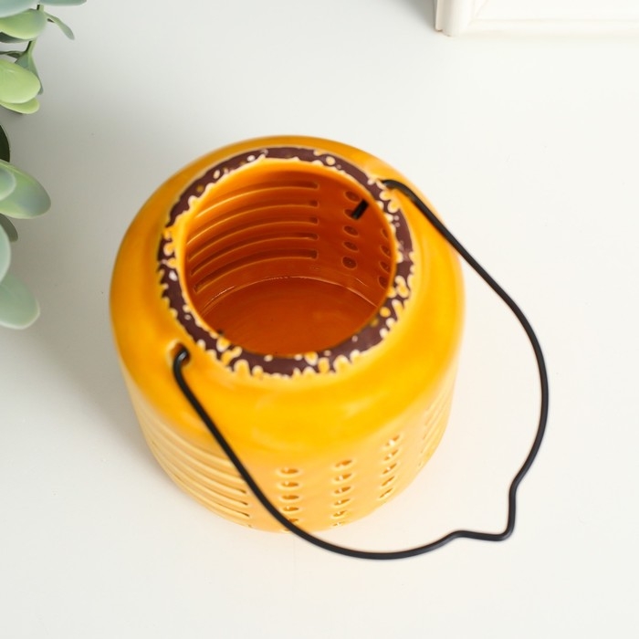 Подсвечник керамика на 1 свечу Подсвечник керамика на 1 свечу "Фонарь. Полосы и точки" МИКС 8х8х9 см