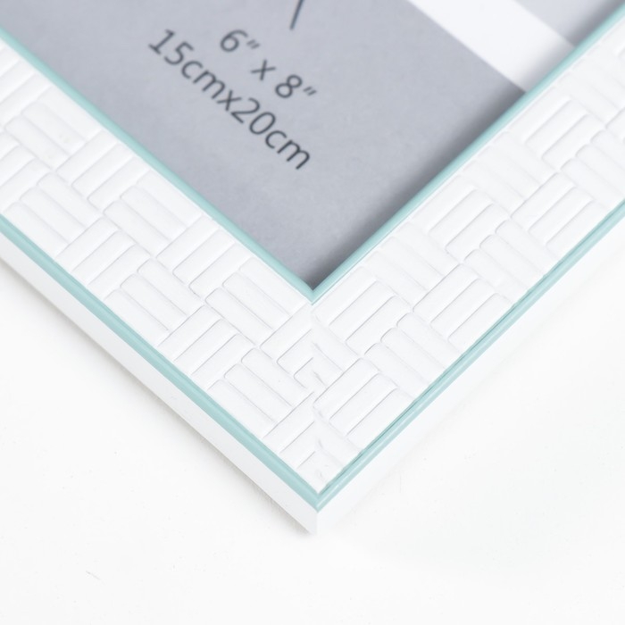 Фоторамка пластик 15х20 см Фоторамка пластик 15х20 см "Белая брусчатка" бирюзовая двойная обводка 22,3х17,2 см