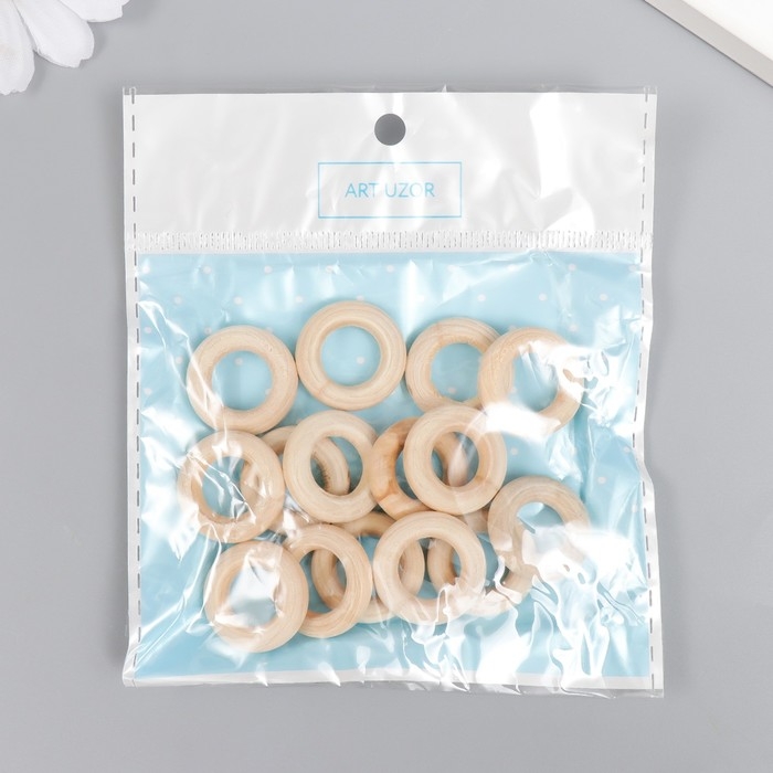 Декор для творчества дерево Декор для творчества дерево "Колечки" набор 15 шт натуральный 2х2 см