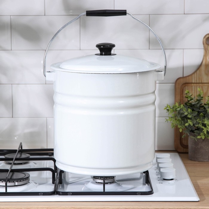 Ведро эмалированное,12 л, с крышкой, цвет белый Ведро эмалированное,12 л, с крышкой, цвет белый