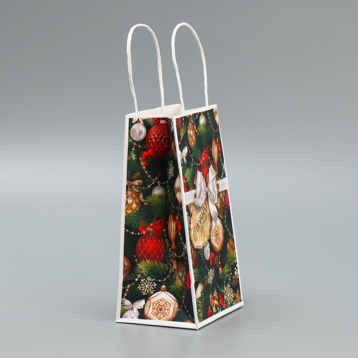 Пакет подарочный новогодний крафтовый «Игрушки», 12 х 21 х 9 см, Новый год Пакет подарочный новогодний крафтовый «Игрушки», 12 х 21 х 9 см, Новый год