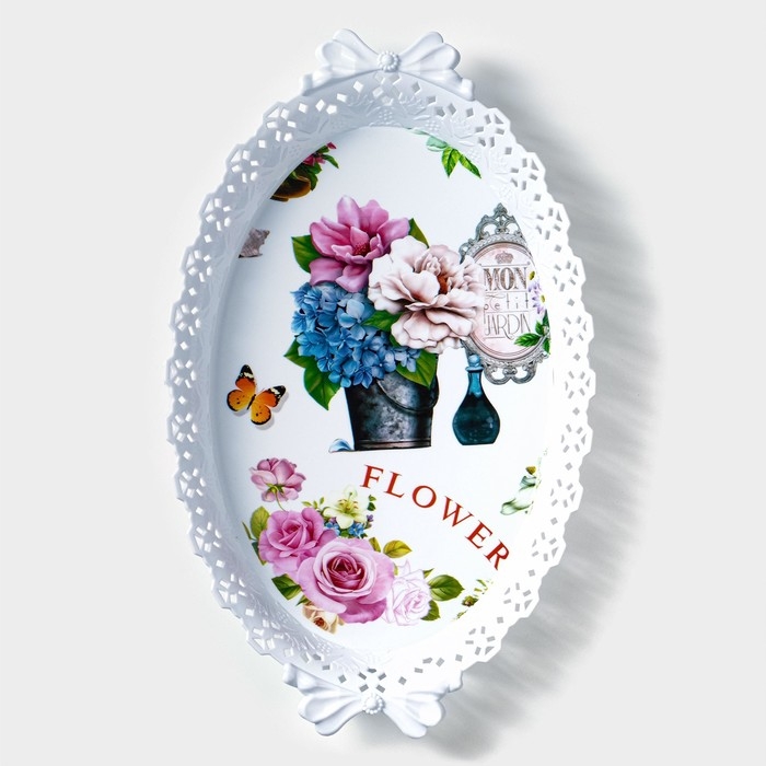 Поднос овальный Доляна «Пастораль», 36×22×5 см, цвет МИКС Поднос овальный Доляна «Пастораль», 36×22×5 см, цвет МИКС