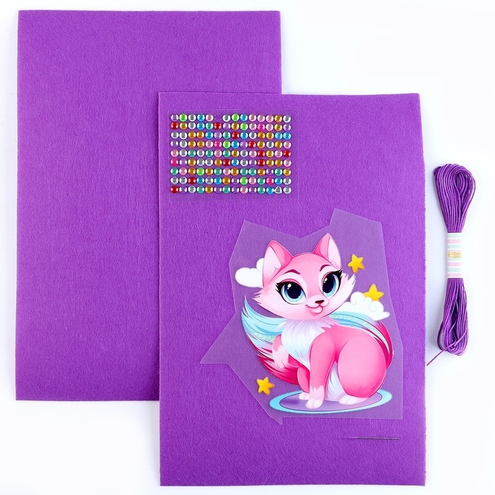 Набор для создания шкатулки из фетра «Волшебная лиса» с термонаклейкой Набор для создания шкатулки из фетра «Волшебная лиса» с термонаклейкой