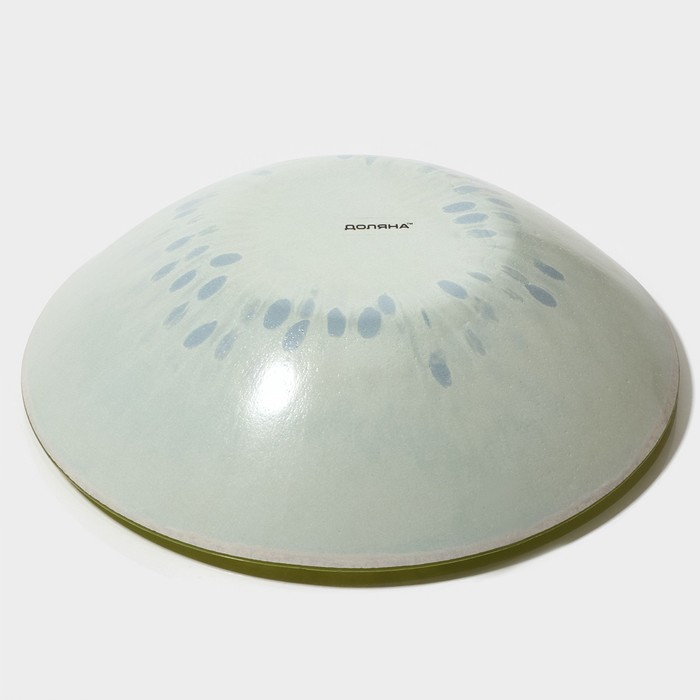 Набор тарелок стеклянных Доляна «Романтичный киви», 19 предметов: 6 десертных тарелок, 6 обеденных тарелок, 6 мисок, салатник