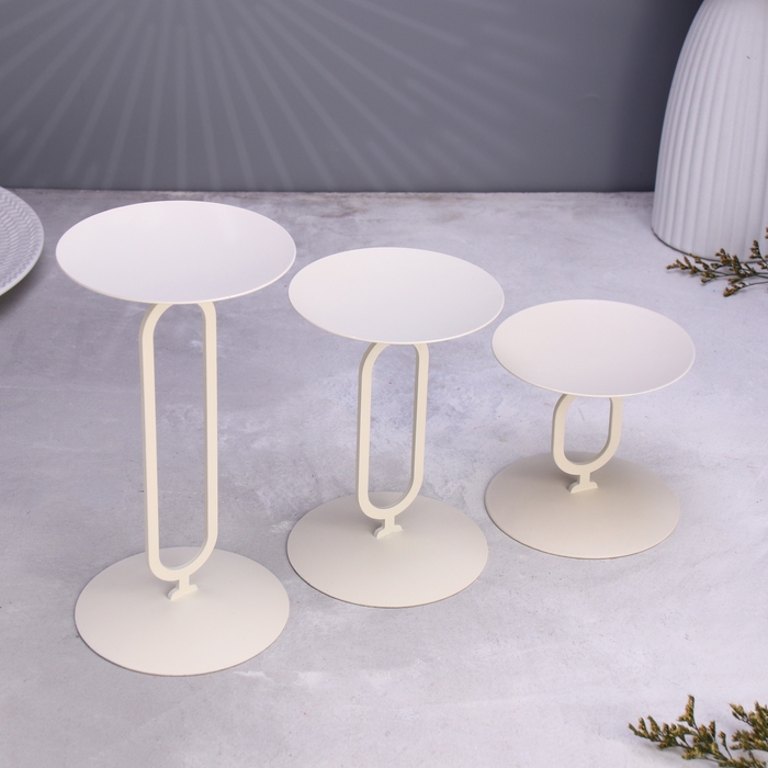 Набор подсвечников 10х20; 10х15; 10х10 см, белый Набор подсвечников 10х20; 10х15; 10х10 см, белый