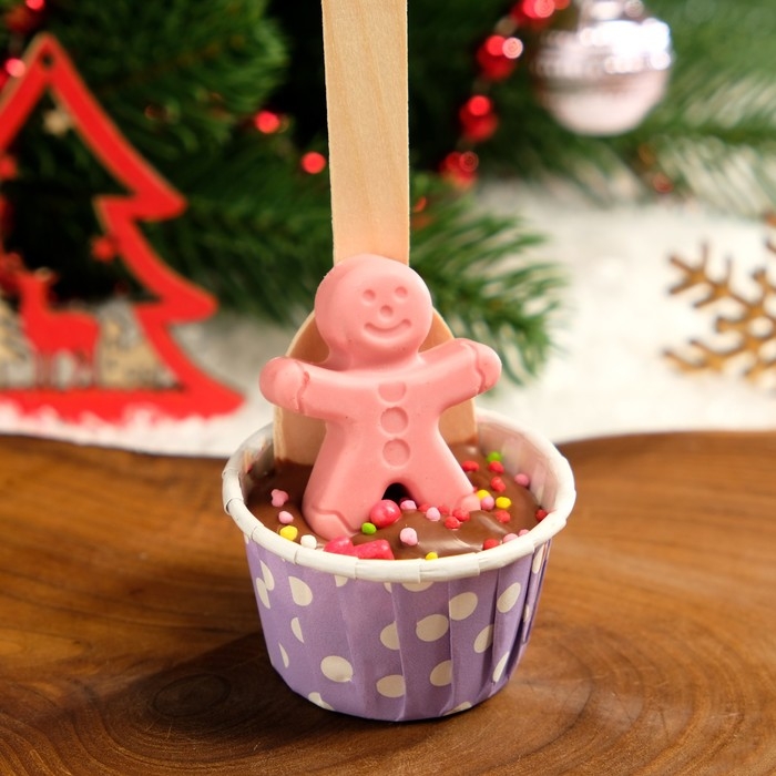 Новый год. Фигурный шоколад Новый год. Фигурный шоколад "Горячий шоколад с маршмеллоу "Пряничный человек", 48 г