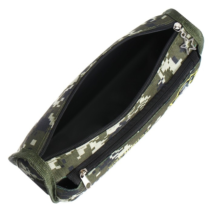 Пенал мягкий 2 отделения, 80 х 210 х 65 мм, объёмный, Calligrata Пенал мягкий 2 отделения, 80 х 210 х 65 мм, объёмный, Calligrata "Миллитари", зелёный