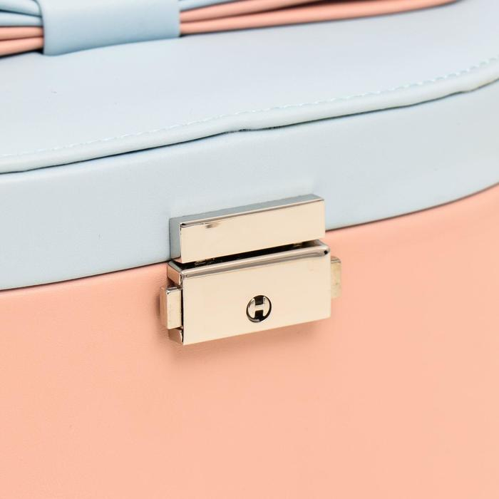 Шкатулка кожзам для украшений Шкатулка кожзам для украшений "Бант" персиково-голубая 12х13,5х20,5 см