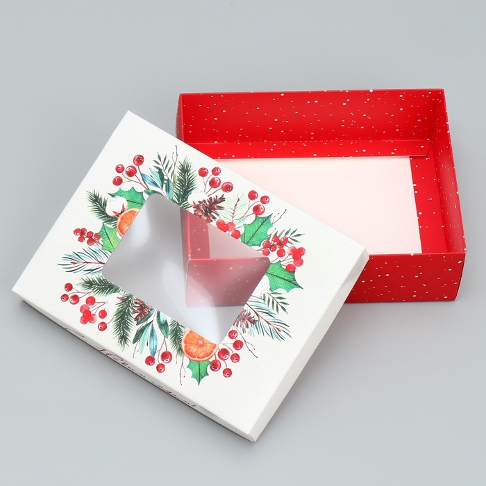 Коробка подарочная новогодняя складная «С Новым годом», венок, 16.5 х 12.5 х 5 см, Новый год Коробка подарочная новогодняя складная «С Новым годом», венок, 16.5 х 12.5 х 5 см, Новый год