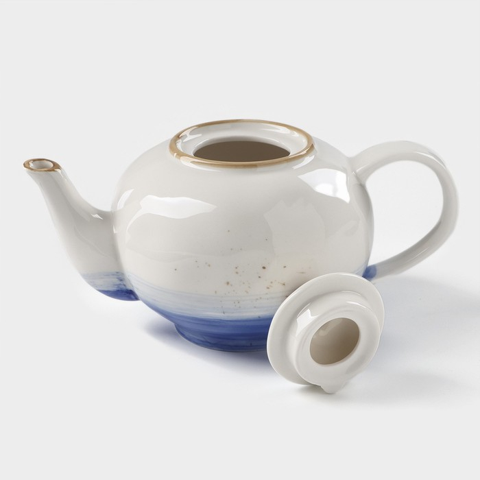 Чайник фарфоровый заварочный Доляна «Космос», 600 мл, цвет синий Чайник фарфоровый заварочный Доляна «Космос», 600 мл, цвет синий