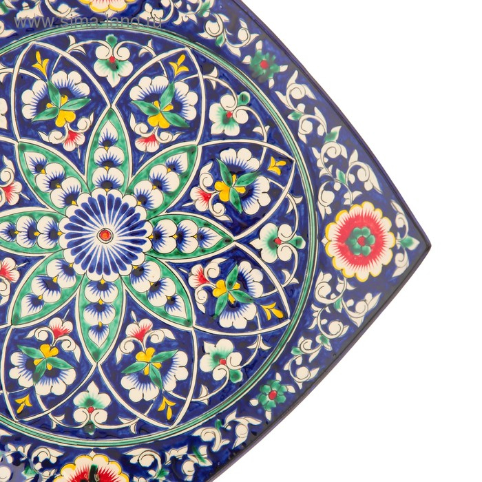 Ляган Риштанская Керамика  Ляган Риштанская Керамика "Узоры", 31 см, квадратный, синий