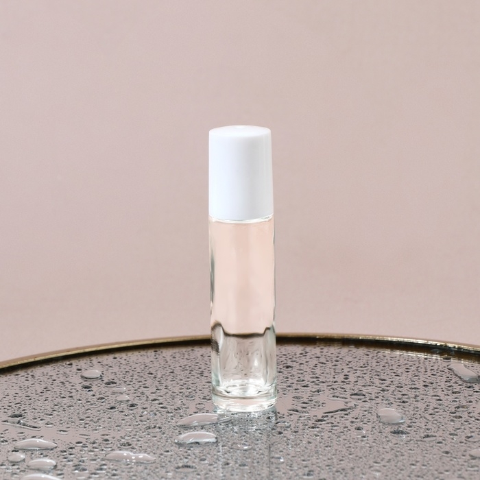 Флакон стеклянный для парфюма, с роликом, 10 мл, цвет прозрачный/белый Флакон стеклянный для парфюма, с роликом, 10 мл, цвет прозрачный/белый