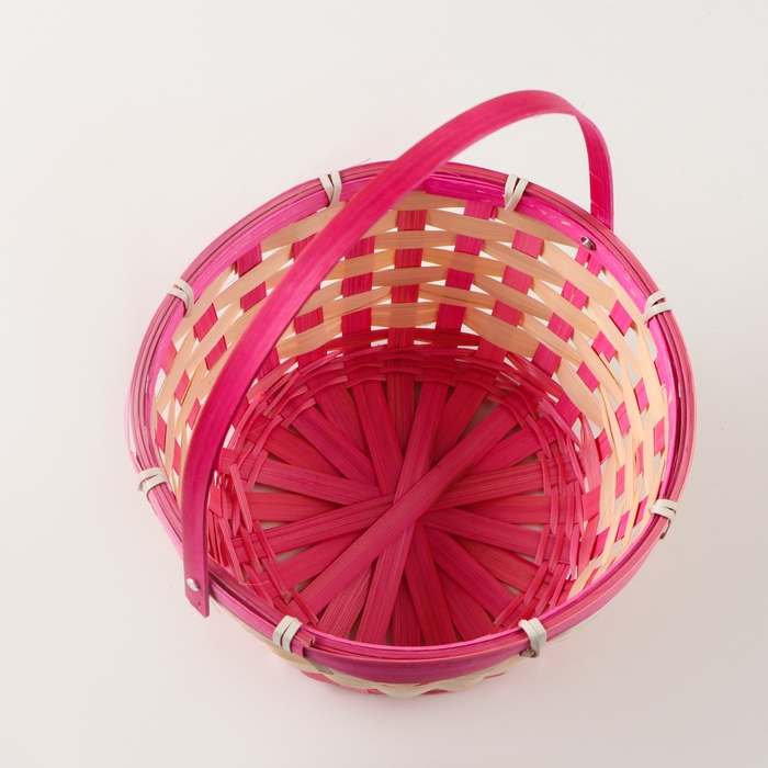 Корзина плетёная, 21 х 21 х 10/24 см, бамбук, розовая Корзина плетёная, 21 х 21 х 10/24 см, бамбук, розовая