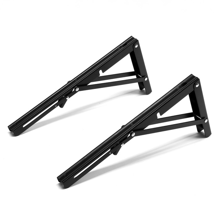 Кронштейн складной для столов и полок ТУНДРА, K001, 2 шт, длина 350 мм, сталь цвет черный Кронштейн складной для столов и полок ТУНДРА, K001, 2 шт, длина 350 мм, сталь цвет черный