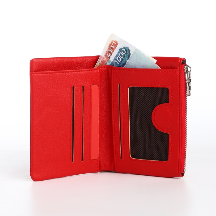 Кошелёк женский на магните, цвет красный