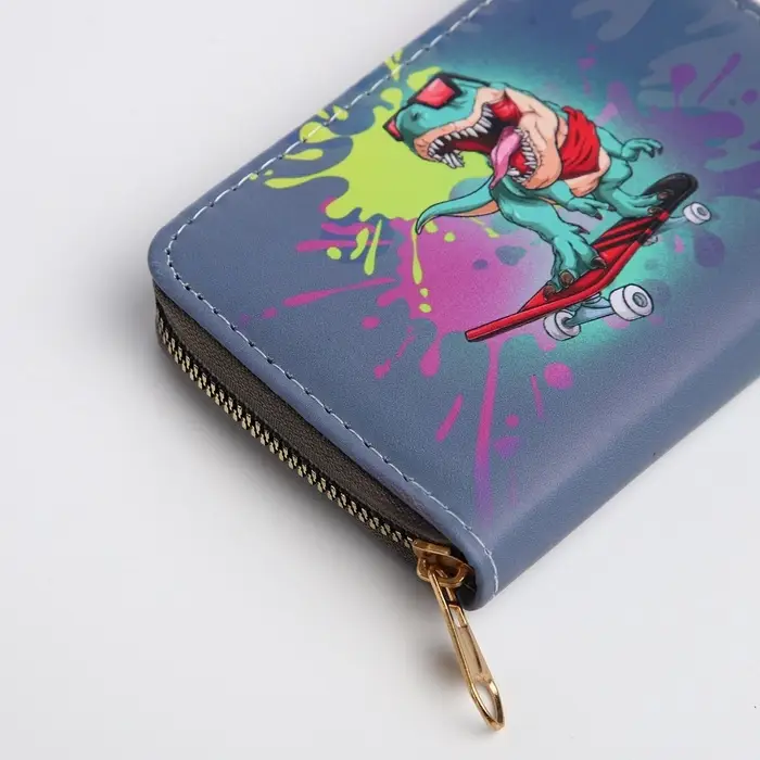 Кошелёк детский на молнии Выбражулька &laquo;Динозавр&raquo;, тёмно-синий