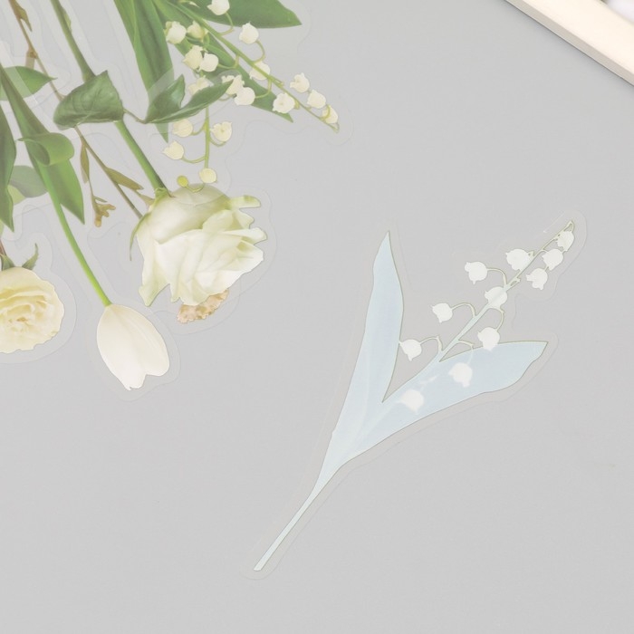 Наклейки пластик Наклейки пластик "Цветы и цитаты. Белые" набор 12 шт 8,5х21,5х0,2 см