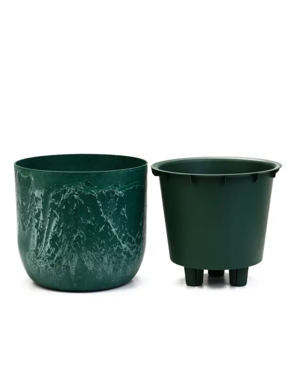 Кашпо со вставкой 3,7 л d22 см h20 см МИКРИТ зеленый слайн