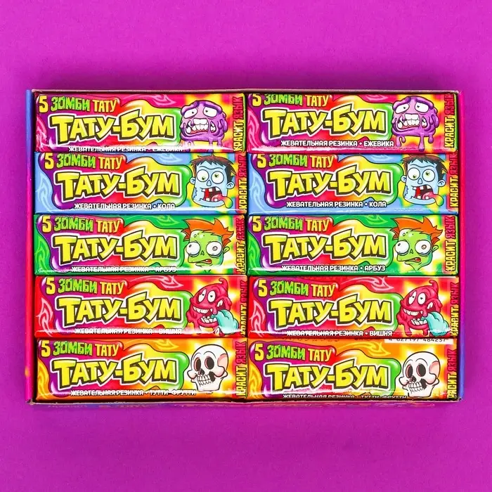 Жевательная резинка в пластинках «ТАТУ-БУМ», ассорти, 12.5 г Жевательная резинка в пластинках «ТАТУ-БУМ», ассорти, 12.5 г