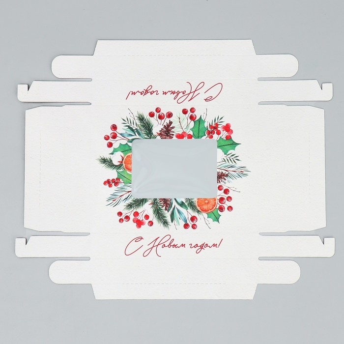 Коробка подарочная новогодняя складная «С Новым годом», венок, 16.5 х 12.5 х 5 см, Новый год Коробка подарочная новогодняя складная «С Новым годом», венок, 16.5 х 12.5 х 5 см, Новый год