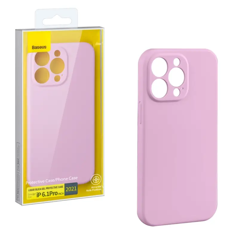 Чехол iPh 13 Pro (6.1) Liquid Silica Gel Protective Case Baseus розовый Чехол iPh 13 Pro (6.1) Liquid Silica Gel Protective Case Baseus розовый