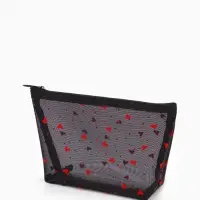 Косметичка дор Сердца, сетка 17*6,5*13,5, отд на молнии, черный Косметичка дор Сердца, сетка 17*6,5*13,5, отд на молнии, черный