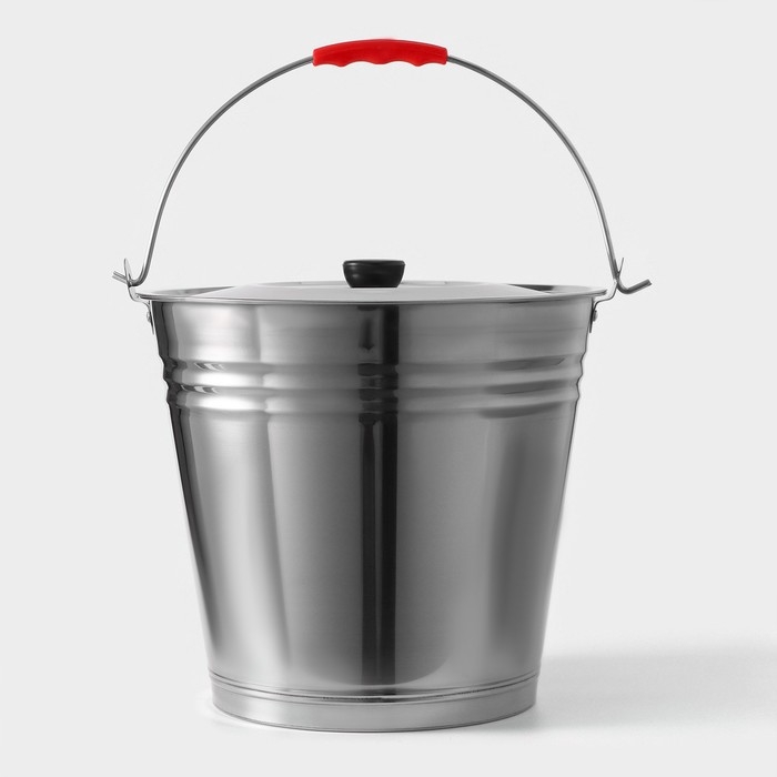 Ведро из нержавеющей стали с крышкой, 12 л, d=32 см, AISI 201 Ведро из нержавеющей стали с крышкой, 12 л, d=32 см, AISI 201