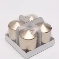 Свеча столбик 7&times;10 см, набор 4 шт., пудровый металлик