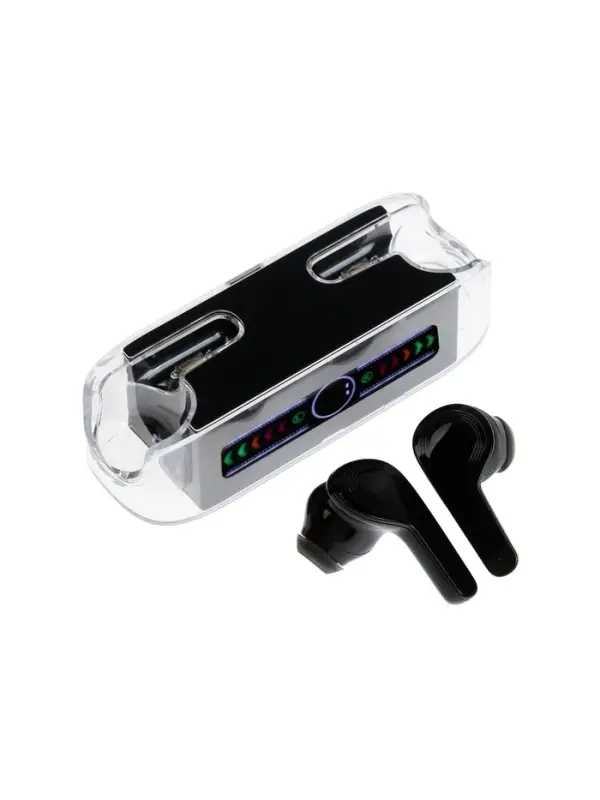 Наушники беспроводные KM12, TWS, вкладыши, Bluetooth 5.0, 30/200 мАч, чёрные в прозрачном кейсе