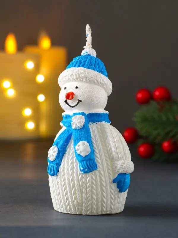 Свеча  Свеча "Снеговик", голубой