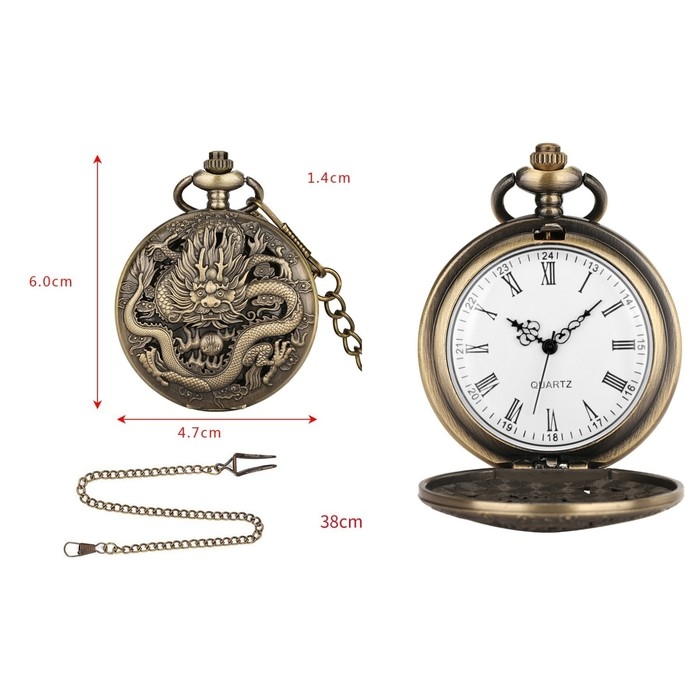 Часы карманные Часы карманные "Дракон", кварцевые, d циферблата-4.7 см, цепочка l-38 см