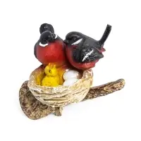 Садовая фигура из полистоуна &laquo;Гнездо со снегирями&raquo;, подвесная, 15&times;12&times;10 см