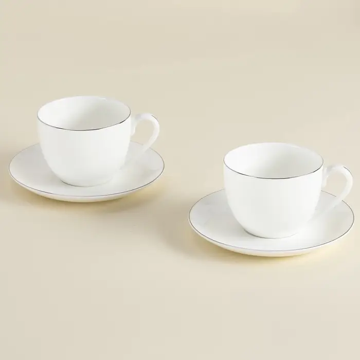 Чайные пары SL Home &laquo;Каскарон&raquo;, 240 мл, набор 2 шт., костяной фарфор, белые
