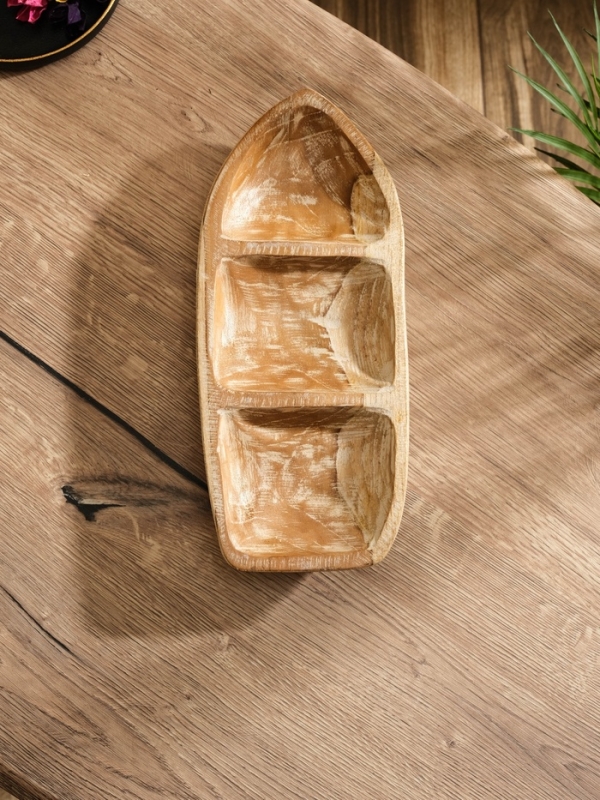 Менажница  Менажница "Лодочка"  дерево Джати, 30х13х5 см, цв. коричневый